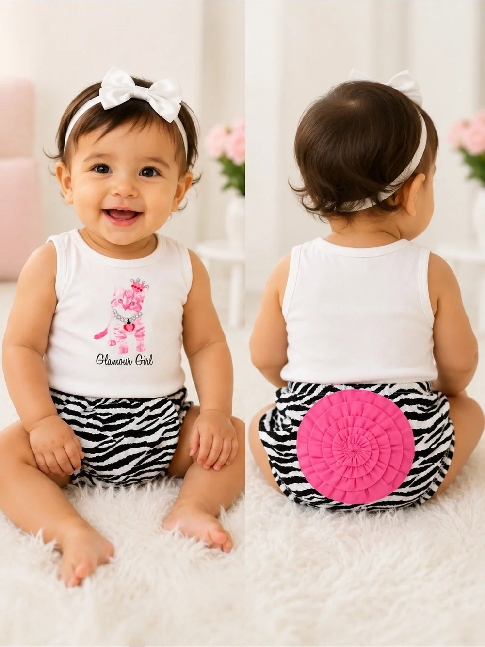NWT First Impressions Baby Girl 2-Piece Zebra Bloomer Outfit Set – Glamour Girl